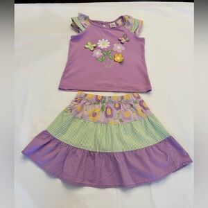 Gymboree Lavender Flowers 2 Piece Skort Set - Size 5T